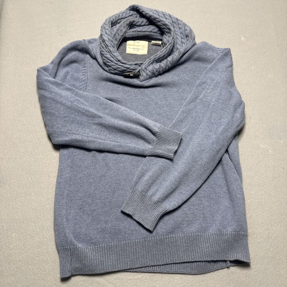 Weatherproof Vintage Cable Knit Dark Gray Size S Rolling Collar Stretch